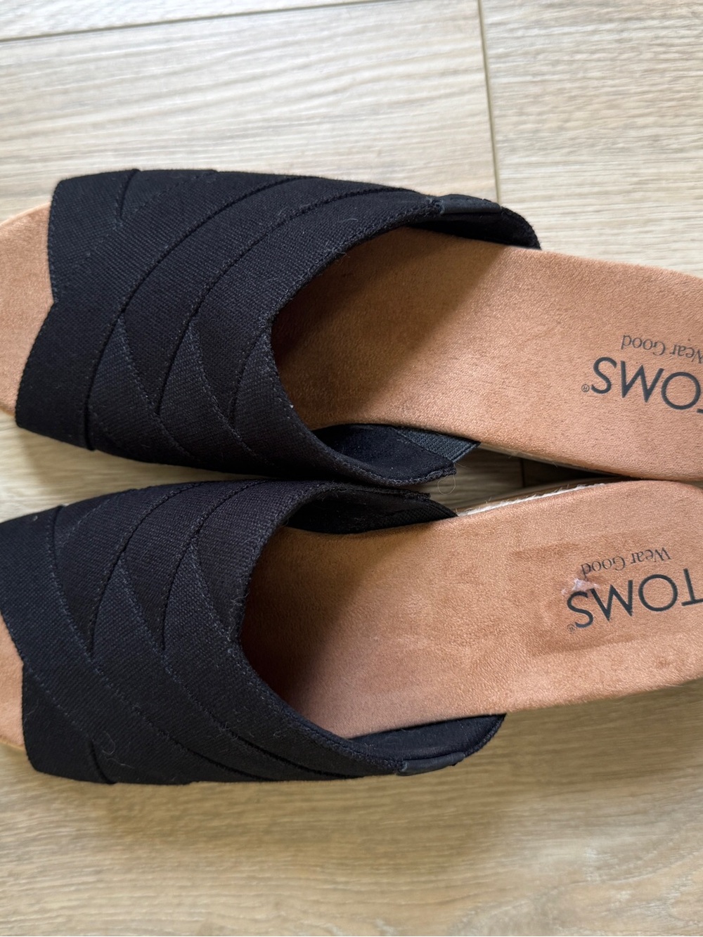 Toms Black Diana Crossover Women's Mule Wedge Sandals Sz. 9 - Picture 3 of 8